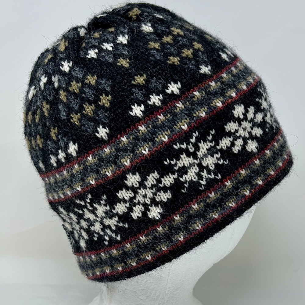 Turtlefur knit cap hat ski winter snowflake wool black but white tan red adult b
